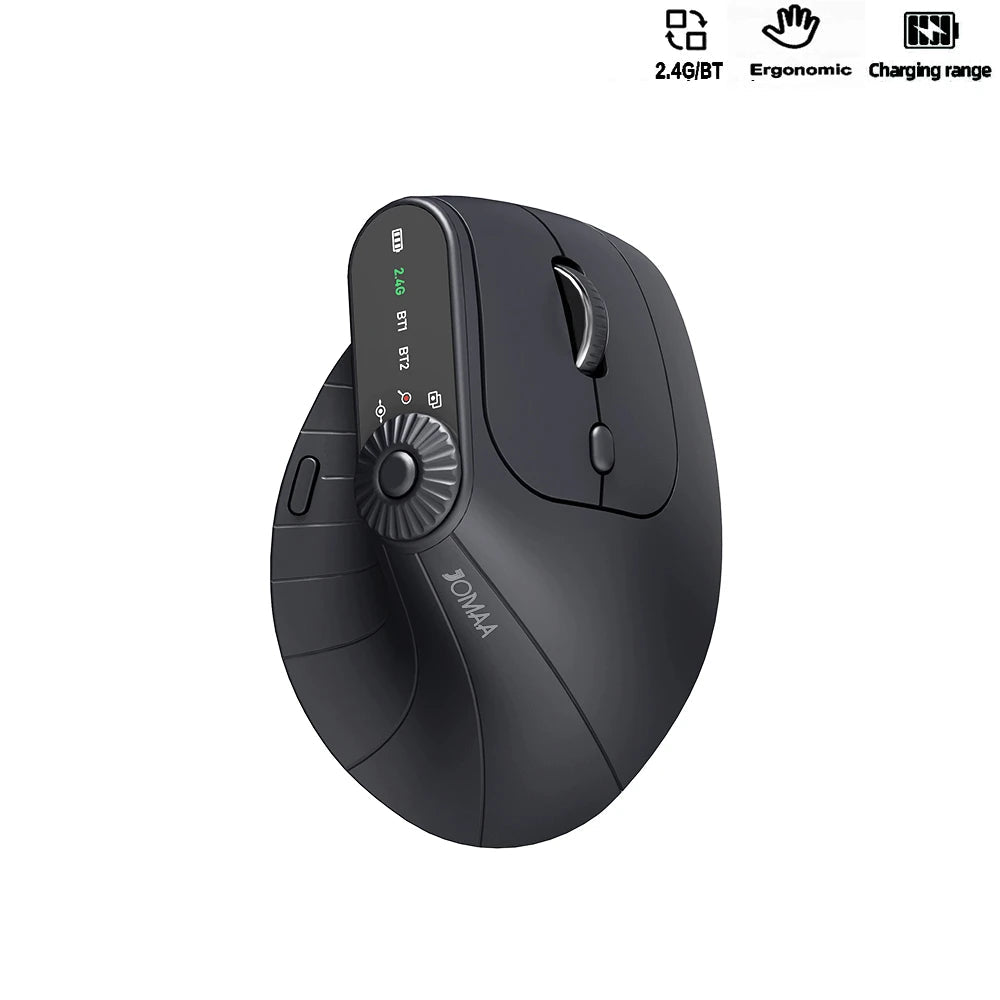 Wireless Vertical Mouse Rechargeable Optical Mice with Function Adjustment Knob Ergonomic Mouse for Multi-Purpose