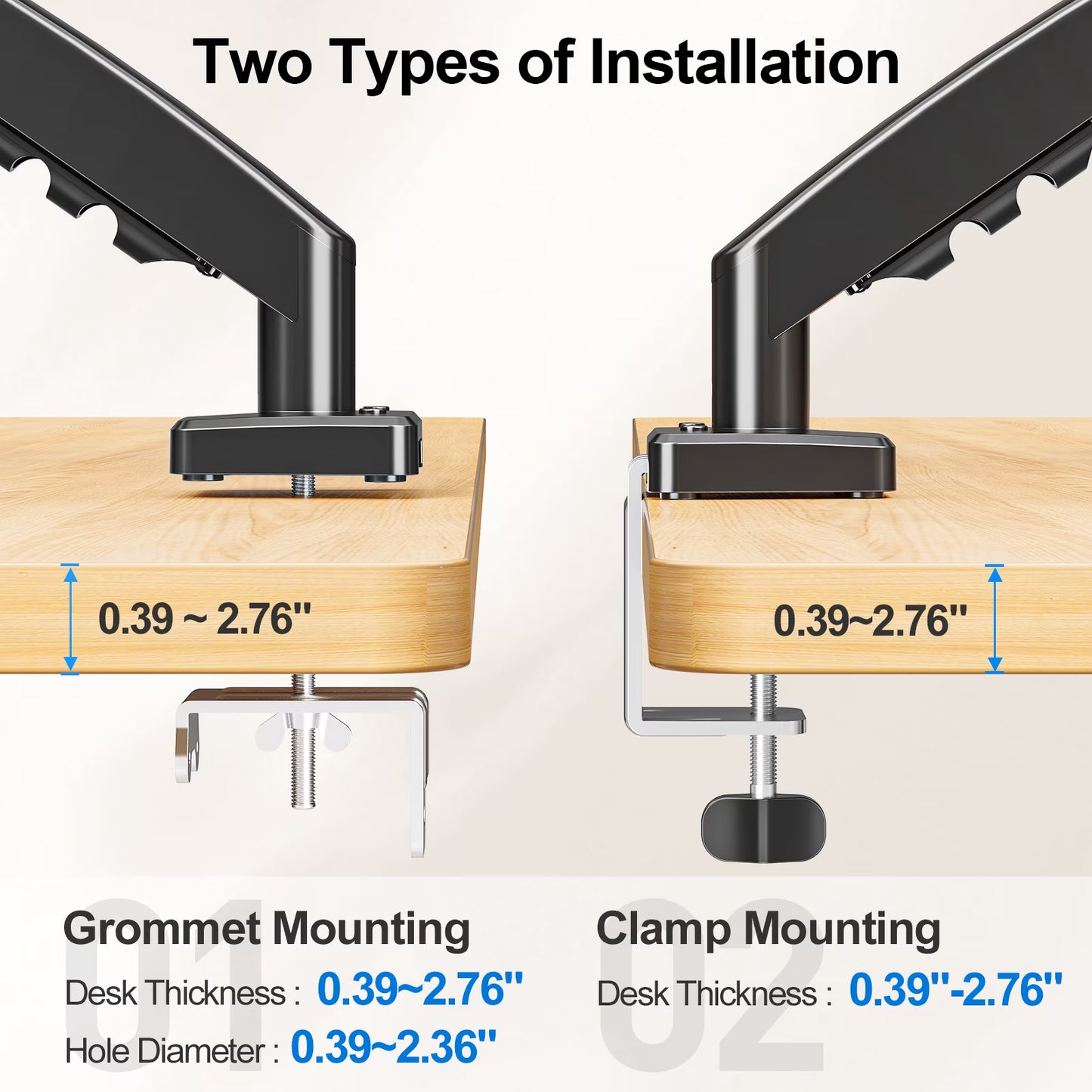 Single Monitor Desk Mount for 13"-32" Screens, Computer Monitors Stand, Height Adjustable Monitor Mount, with Gas Spring Monitor Arm Fit 4.4-19.8 Lbs