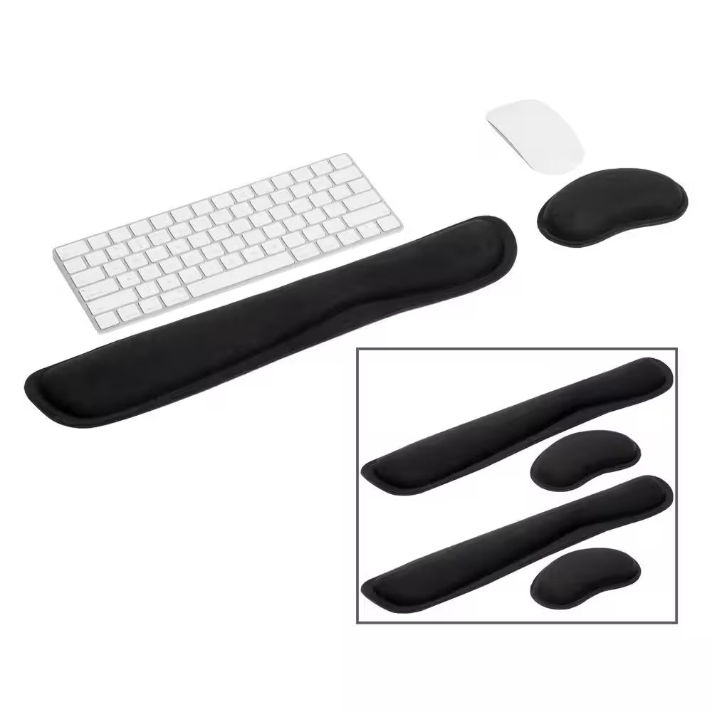 3 In. Black Memory Foam Ergonomic Keyboard and Mouse Wrist Rest Sets