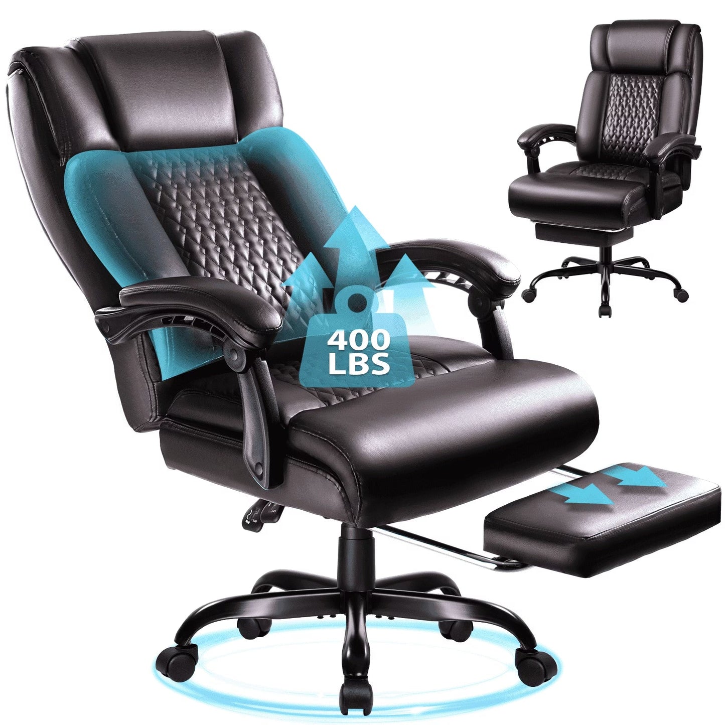 Office Chair with Footrest,90-165°Reclining Ergonomic High Back Computer Desk Chair Lumbar Support for Home Office