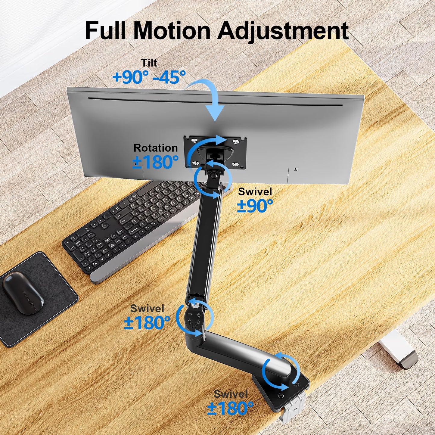 Single Monitor Desk Mount for 13"-32" Screens, Computer Monitors Stand, Height Adjustable Monitor Mount, with Gas Spring Monitor Arm Fit 4.4-19.8 Lbs