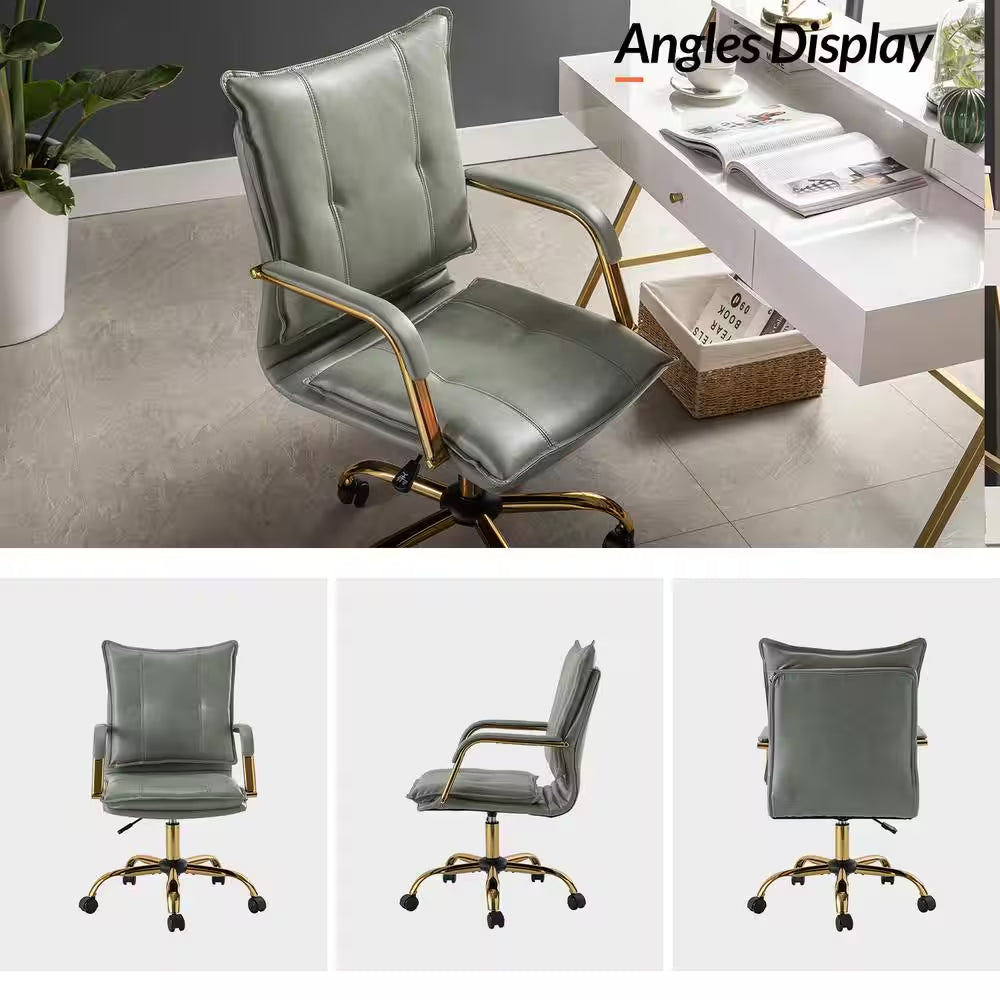 Patrizia Contemporary Task Chair Office Swivel Ergonomic Upholstered Chair with Tufted Back-Sage