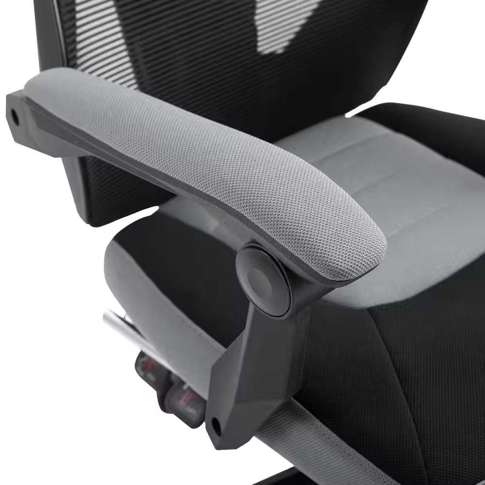 Grey, Ergonomic Home Office Chair High Back Armchair Computer Desk Recliner with Footrest, Mesh Back, Lumbar Support
