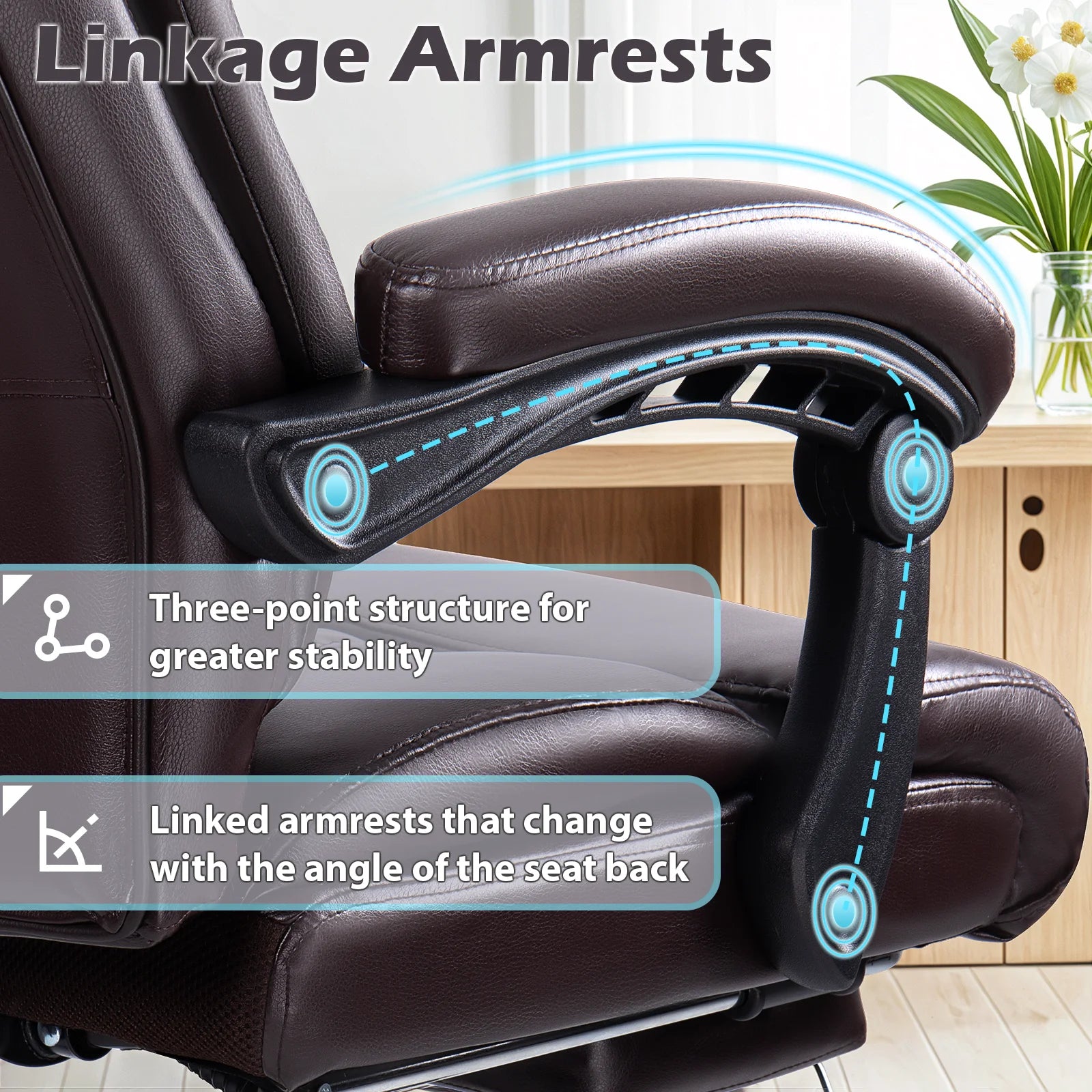 Office Chair with Footrest,90-165°Reclining Ergonomic High Back Computer Desk Chair Lumbar Support for Home Office