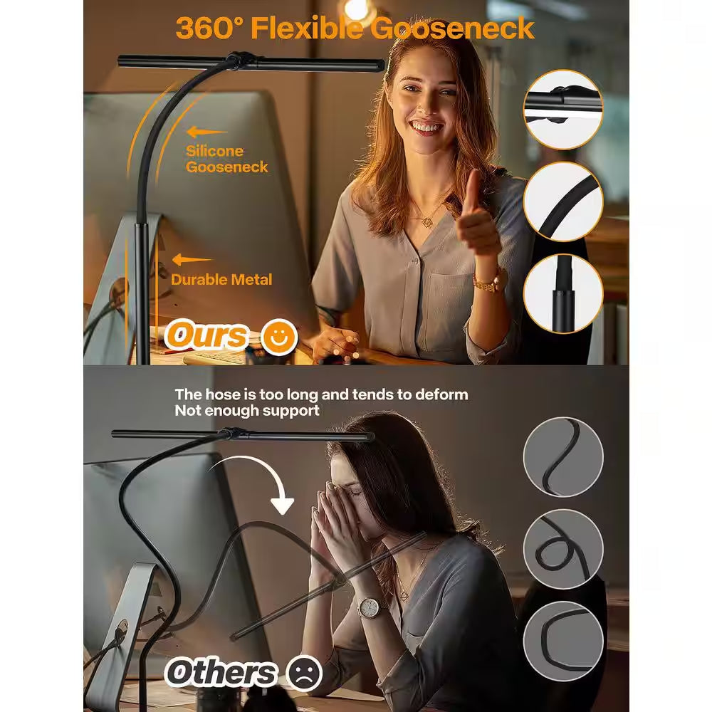Desk Lamp for Office Home Eye-Caring Architect Task Lamp 25 Lighting Modes Adjustable LED Flexible Gooseneck
