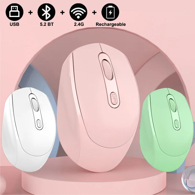 Wireless Bluetooth Mouse 2.4G Ergonomic Optical Mouse Gaming Mouse for Laptop PC USB RGB 1600DPI Rechargeable Mouse for Computer