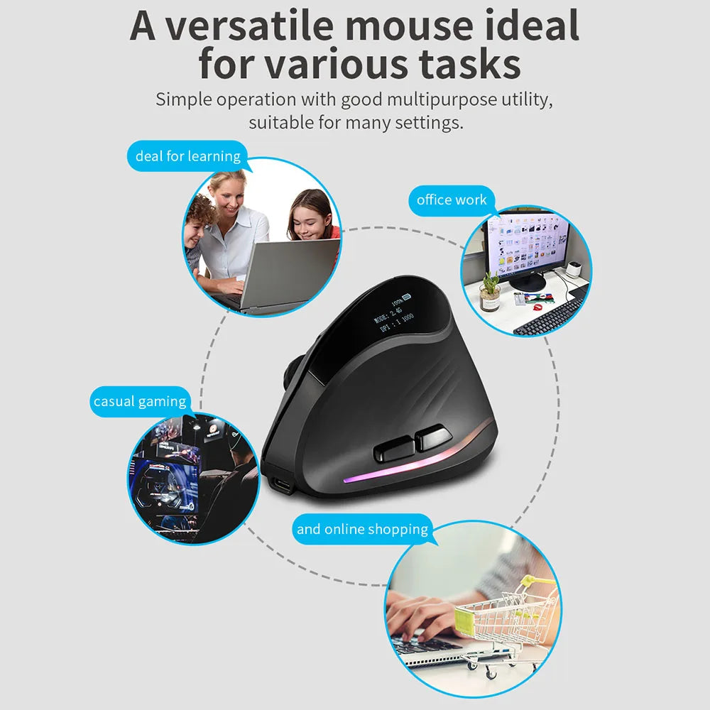 2.4G Ergonomic Mouse Vertical Wireless Mouse Rechargeable Gaming Mice for PC Laptop Macos Office F35C/F35B/F35 버티컬 마