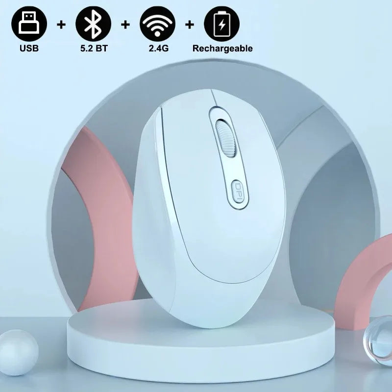 Wireless Bluetooth Mouse 2.4G Ergonomic Optical Mouse Gaming Mouse for Laptop PC USB RGB 1600DPI Rechargeable Mouse for Computer