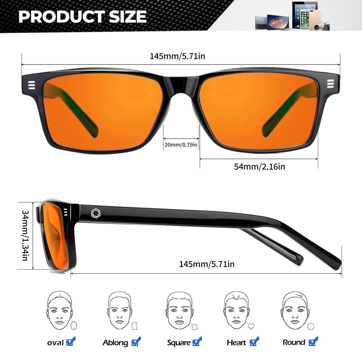 Blue Light Glasses Men Woman, Blue Light Blocking Glasses for Computer Gaming, Eye Strain Relief Eye Protection
