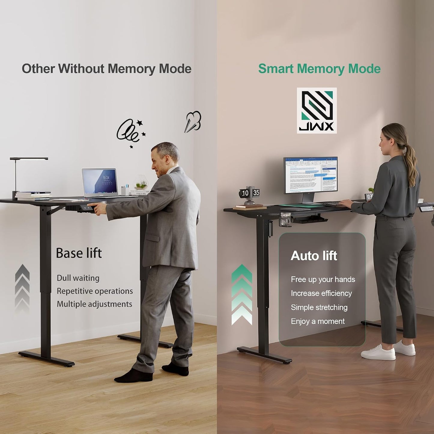 Dual Motor L Shaped Standing Desk 63”, Electric Height Adjustable Gaming Desk with Memory Presets, Child Lock, Sit Stand Reminder, Carbon Fiber Desktop, Cable Management, Cup Holder