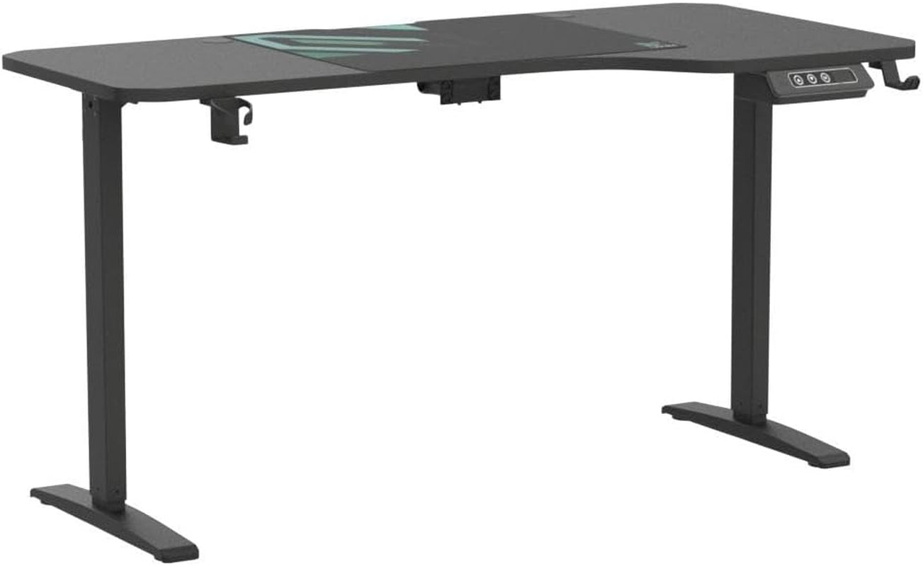Dual Motor L Shaped Standing Desk 63”, Electric Height Adjustable Gaming Desk with Memory Presets, Child Lock, Sit Stand Reminder, Carbon Fiber Desktop, Cable Management, Cup Holder