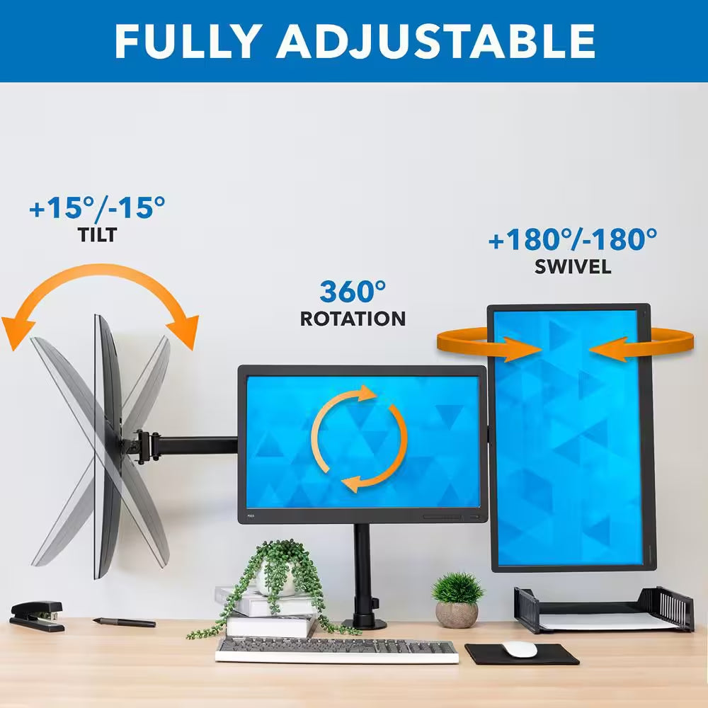 13 In. to 27 In. Screens Fully Adjustable Triple Computer Monitor Mount