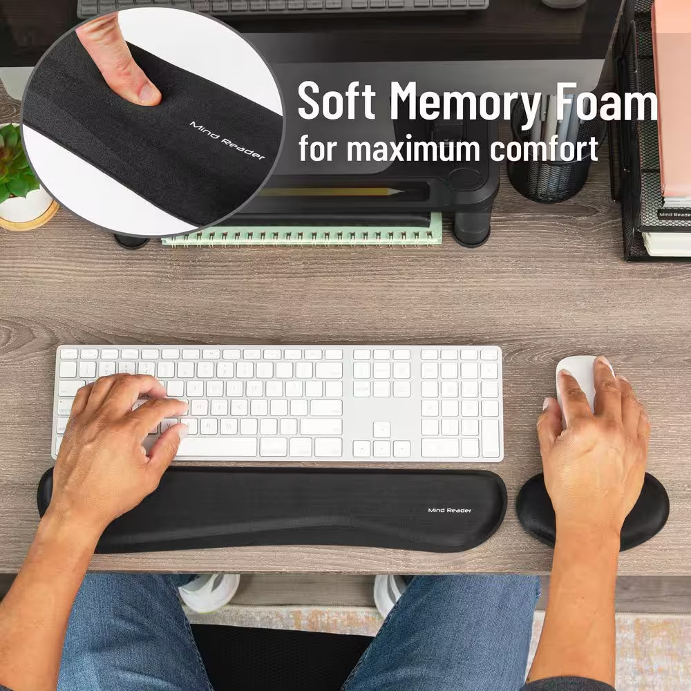 3 In. Black Memory Foam Ergonomic Keyboard and Mouse Wrist Rest Sets