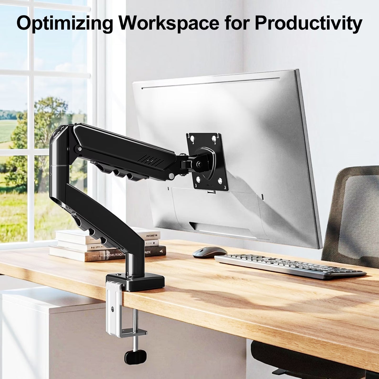 Single Monitor Desk Mount for 13"-32" Screens, Computer Monitors Stand, Height Adjustable Monitor Mount, with Gas Spring Monitor Arm Fit 4.4-19.8 Lbs