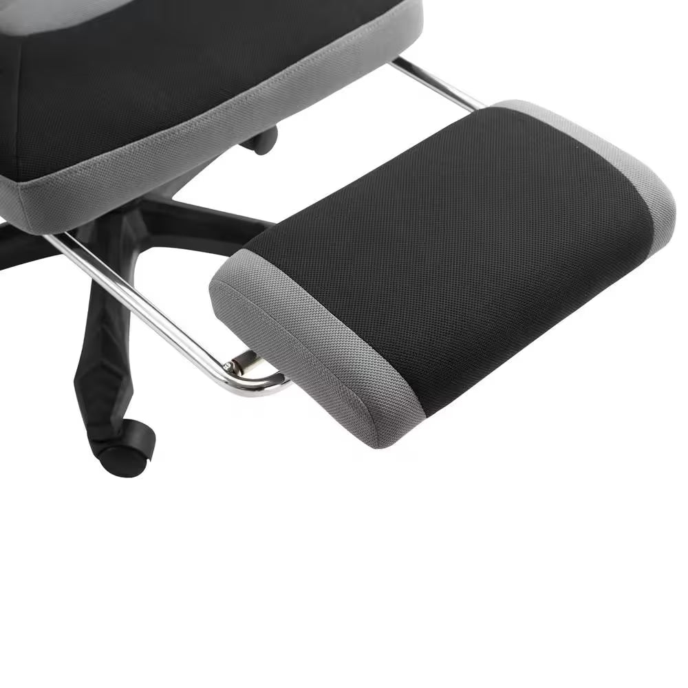 Grey, Ergonomic Home Office Chair High Back Armchair Computer Desk Recliner with Footrest, Mesh Back, Lumbar Support