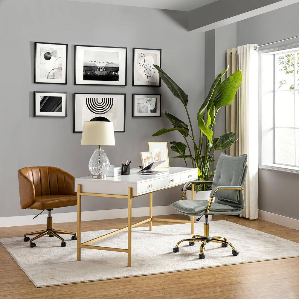 Patrizia Contemporary Task Chair Office Swivel Ergonomic Upholstered Chair with Tufted Back-Sage