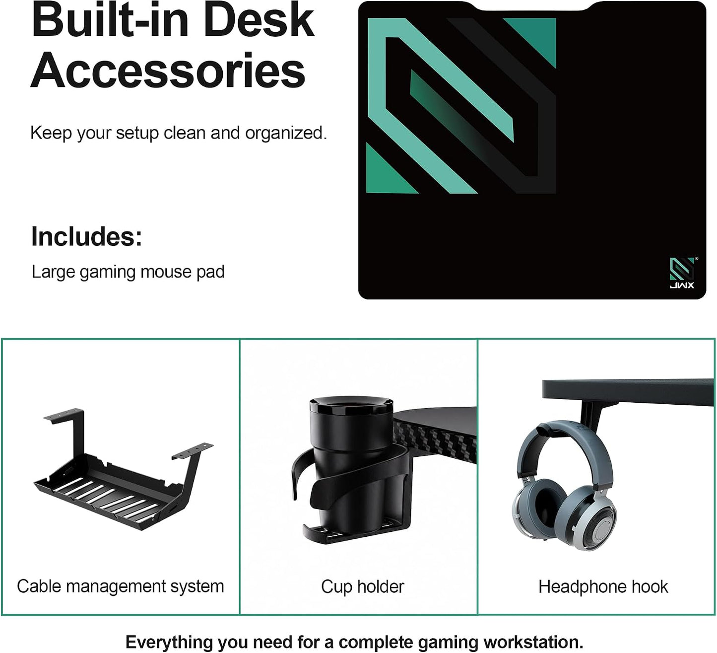 Dual Motor L Shaped Standing Desk 63”, Electric Height Adjustable Gaming Desk with Memory Presets, Child Lock, Sit Stand Reminder, Carbon Fiber Desktop, Cable Management, Cup Holder