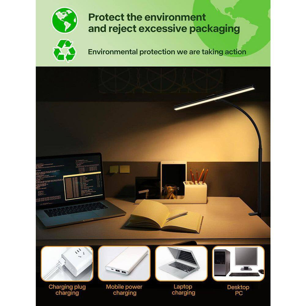 Desk Lamp for Office Home Eye-Caring Architect Task Lamp 25 Lighting Modes Adjustable LED Flexible Gooseneck