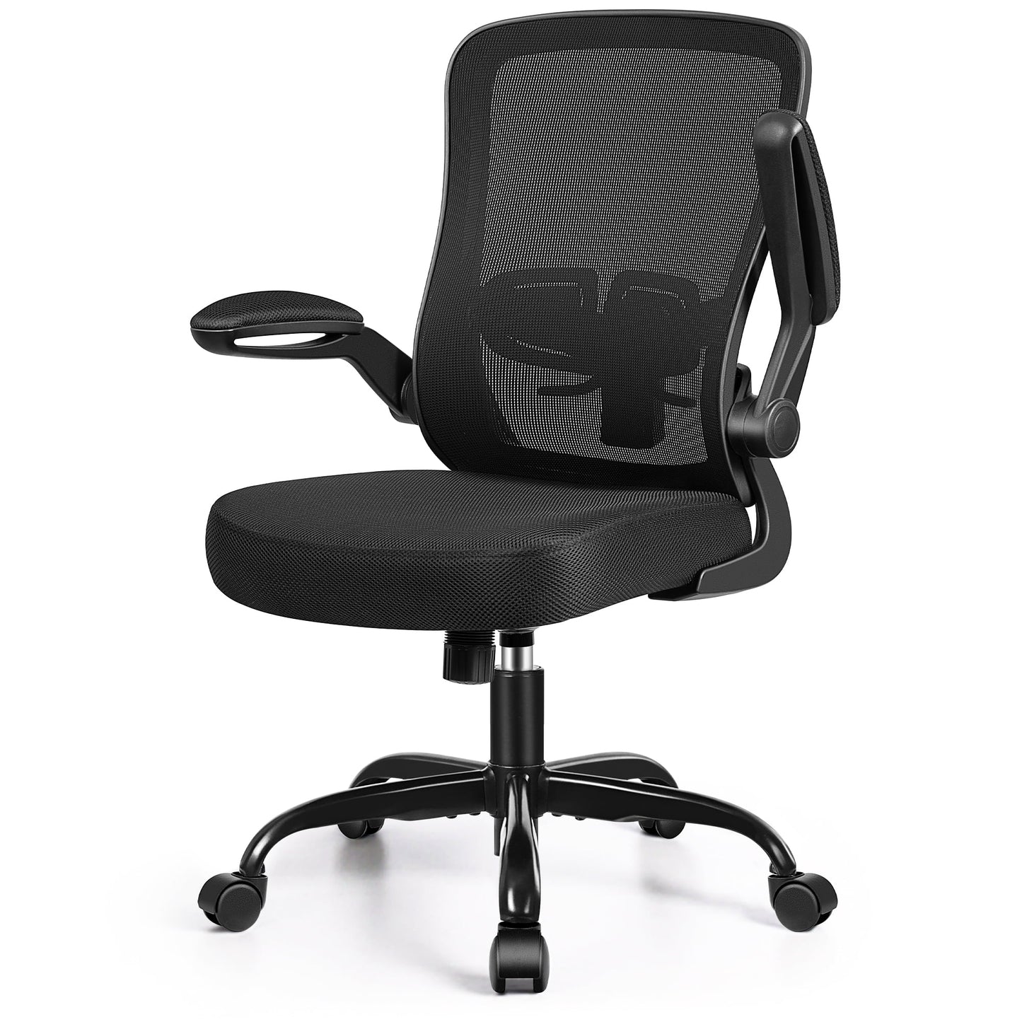 Ergonomic Office Chair, Home Office Desk Chair, Comfort Mesh Task Chair with Adjustable Lumbar Support and Flip up Arms, Black