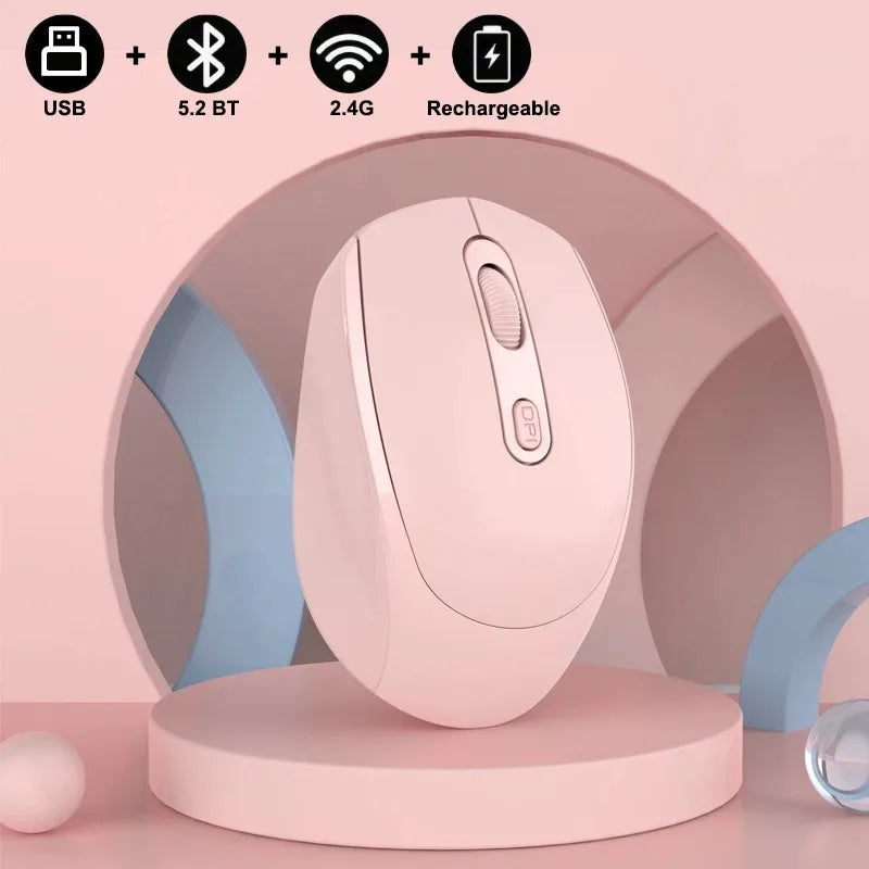 Wireless Bluetooth Mouse 2.4G Ergonomic Optical Mouse Gaming Mouse for Laptop PC USB RGB 1600DPI Rechargeable Mouse for Computer