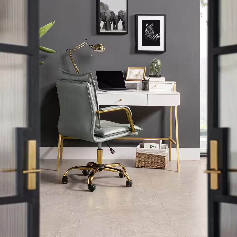 Patrizia Contemporary Task Chair Office Swivel Ergonomic Upholstered Chair with Tufted Back-Sage