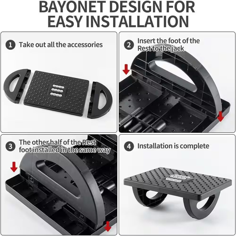Ergonomic Rocking Foot Rest with Roller Massager for under Desk Use to Promote Leg Circulation and Comfort