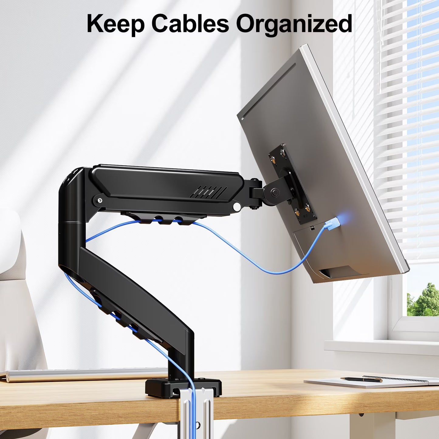 Single Monitor Desk Mount for 13"-32" Screens, Computer Monitors Stand, Height Adjustable Monitor Mount, with Gas Spring Monitor Arm Fit 4.4-19.8 Lbs