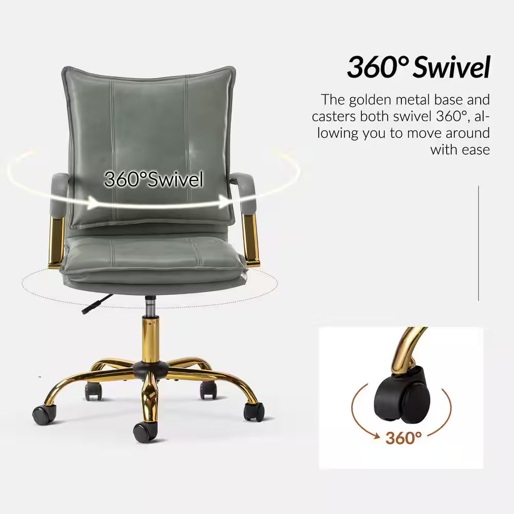 Patrizia Contemporary Task Chair Office Swivel Ergonomic Upholstered Chair with Tufted Back-Sage