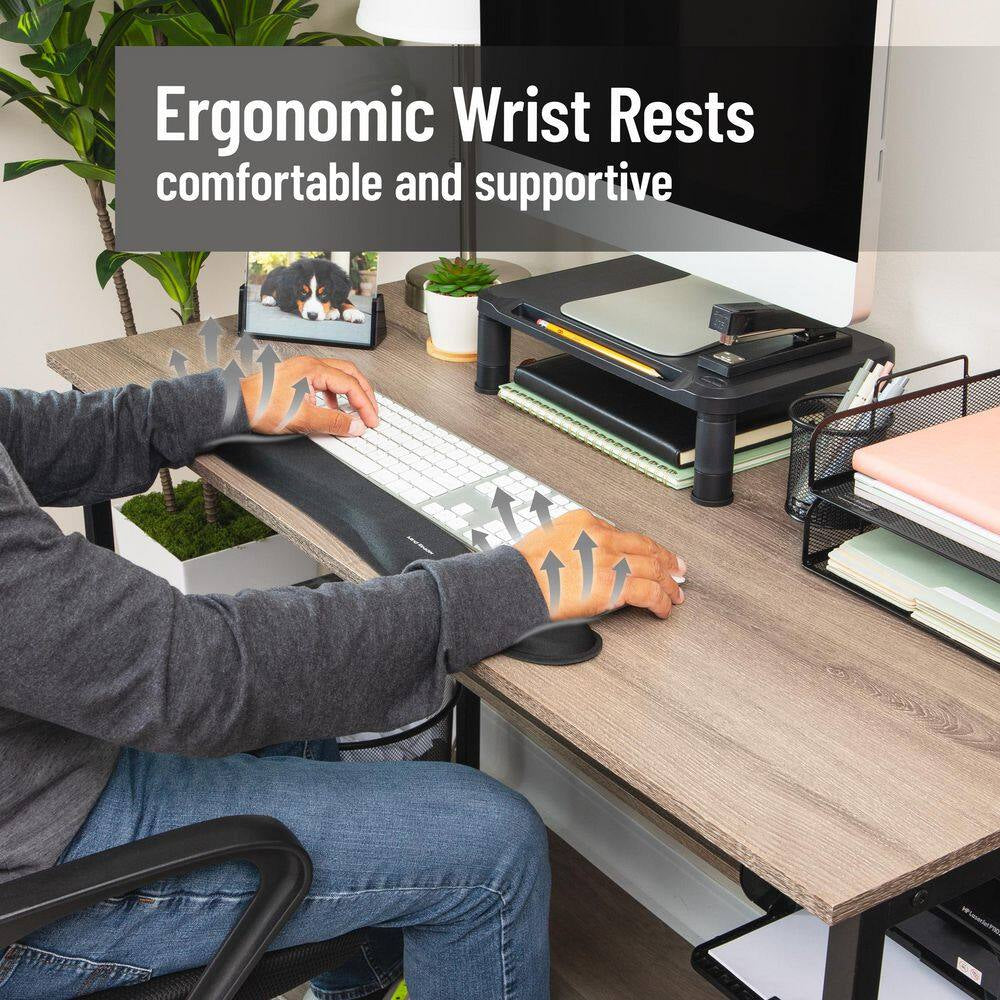 3 In. Black Memory Foam Ergonomic Keyboard and Mouse Wrist Rest Sets
