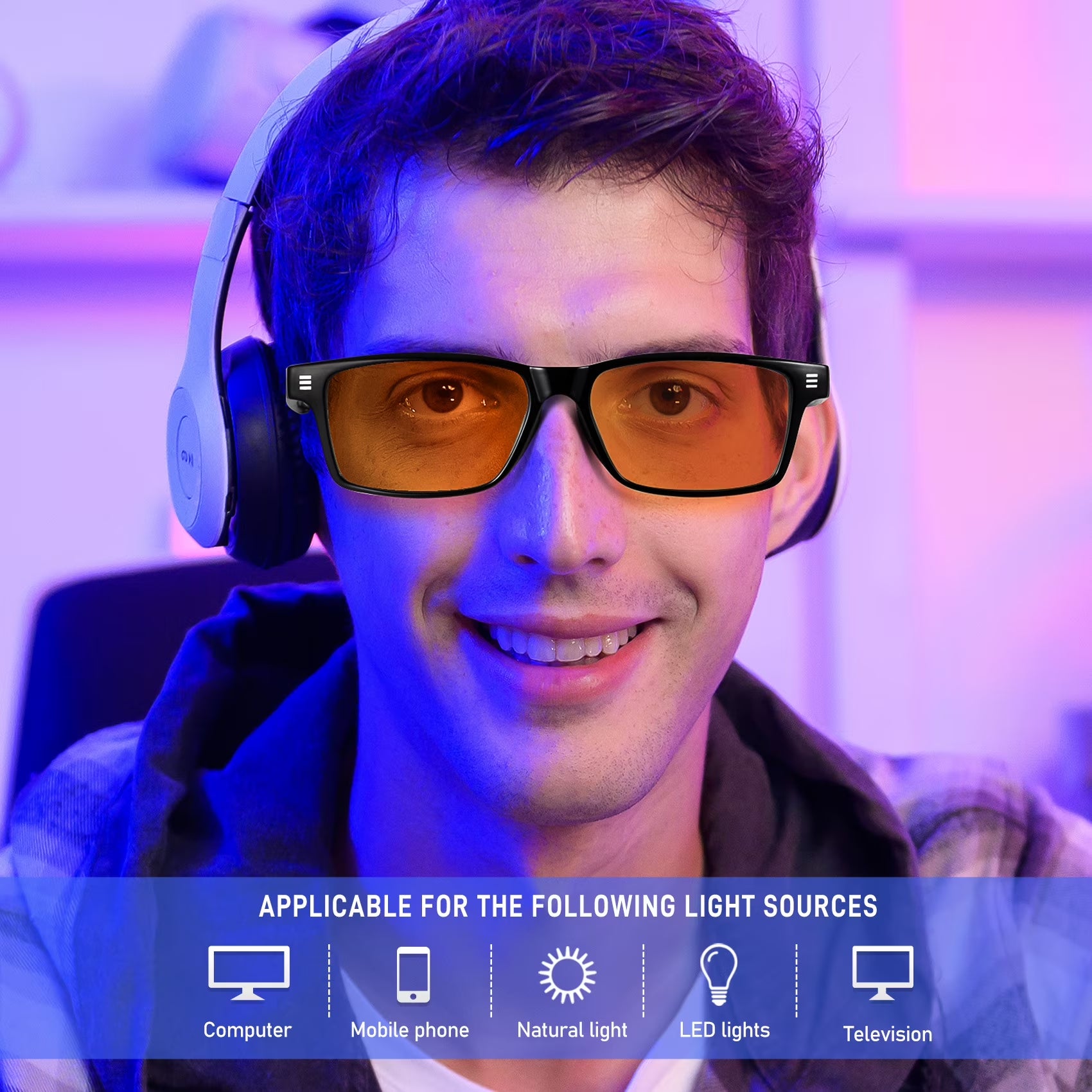 Blue Light Glasses Men Woman, Blue Light Blocking Glasses for Computer Gaming, Eye Strain Relief Eye Protection