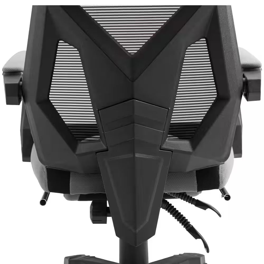 Grey, Ergonomic Home Office Chair High Back Armchair Computer Desk Recliner with Footrest, Mesh Back, Lumbar Support