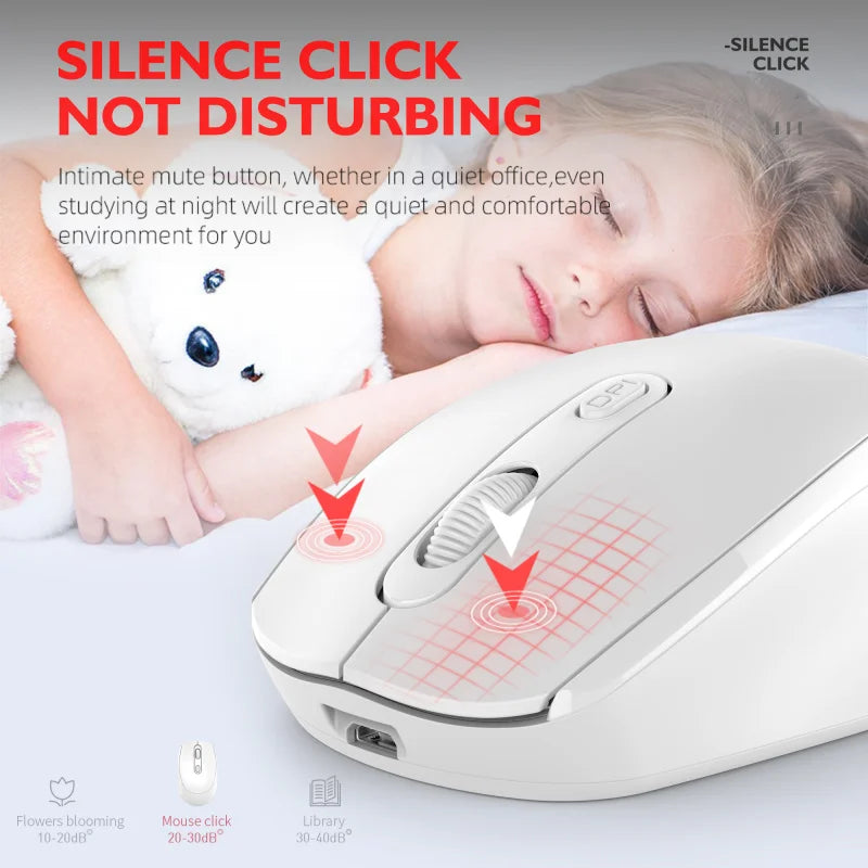 Wireless Bluetooth Mouse 2.4G Ergonomic Optical Mouse Gaming Mouse for Laptop PC USB RGB 1600DPI Rechargeable Mouse for Computer