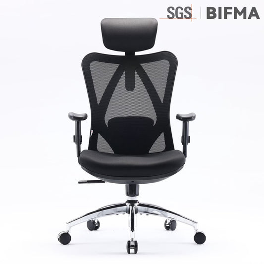 M18 Mesh Ergonomic Office Chair with Adjustable Lumbar Support, High Back, Black