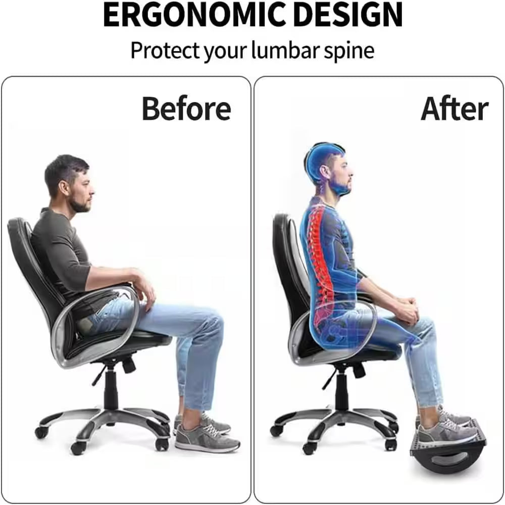 Ergonomic Rocking Foot Rest with Roller Massager for under Desk Use to Promote Leg Circulation and Comfort