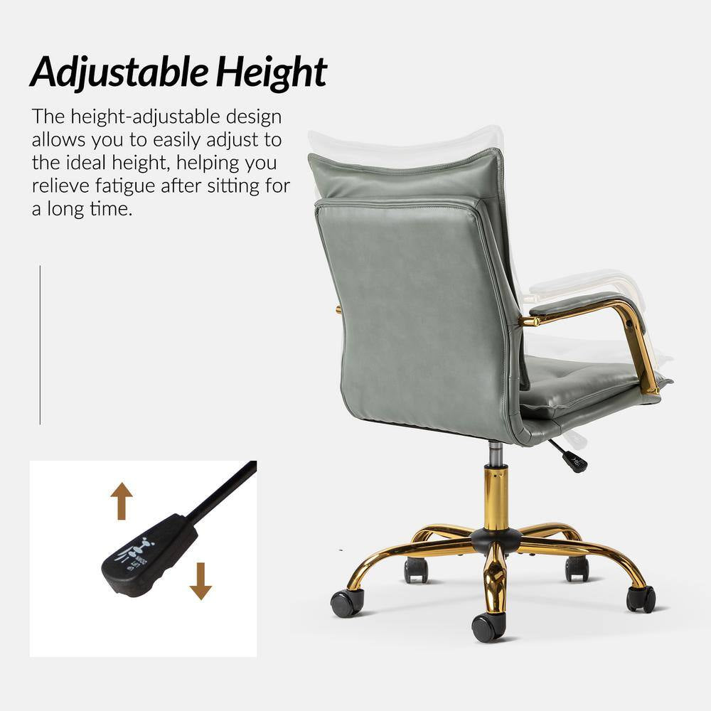 Patrizia Contemporary Task Chair Office Swivel Ergonomic Upholstered Chair with Tufted Back-Sage