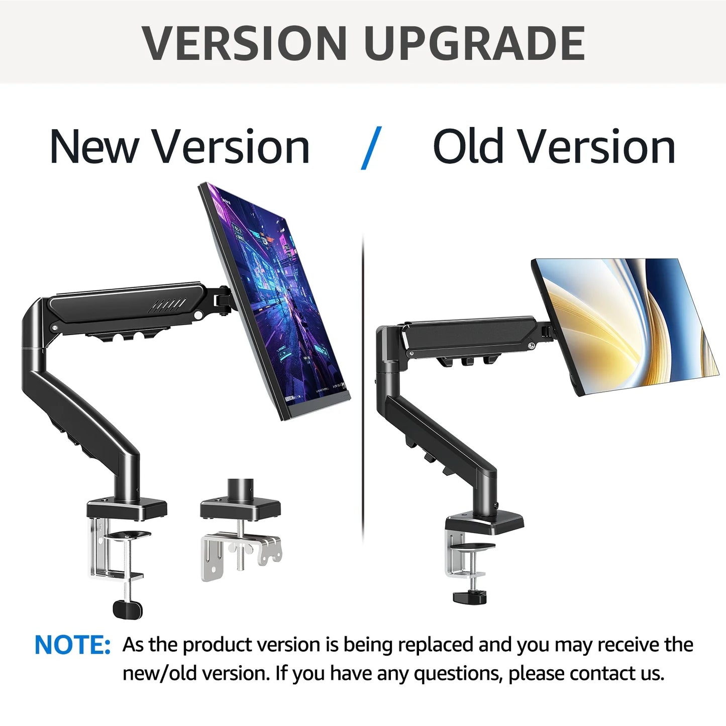 Single Monitor Desk Mount for 13"-32" Screens, Computer Monitors Stand, Height Adjustable Monitor Mount, with Gas Spring Monitor Arm Fit 4.4-19.8 Lbs