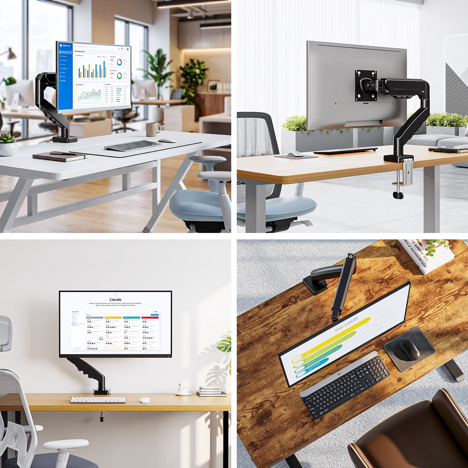 Single Monitor Desk Mount for 13"-32" Screens, Computer Monitors Stand, Height Adjustable Monitor Mount, with Gas Spring Monitor Arm Fit 4.4-19.8 Lbs