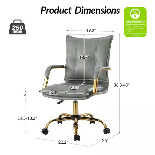 Patrizia Contemporary Task Chair Office Swivel Ergonomic Upholstered Chair with Tufted Back-Sage